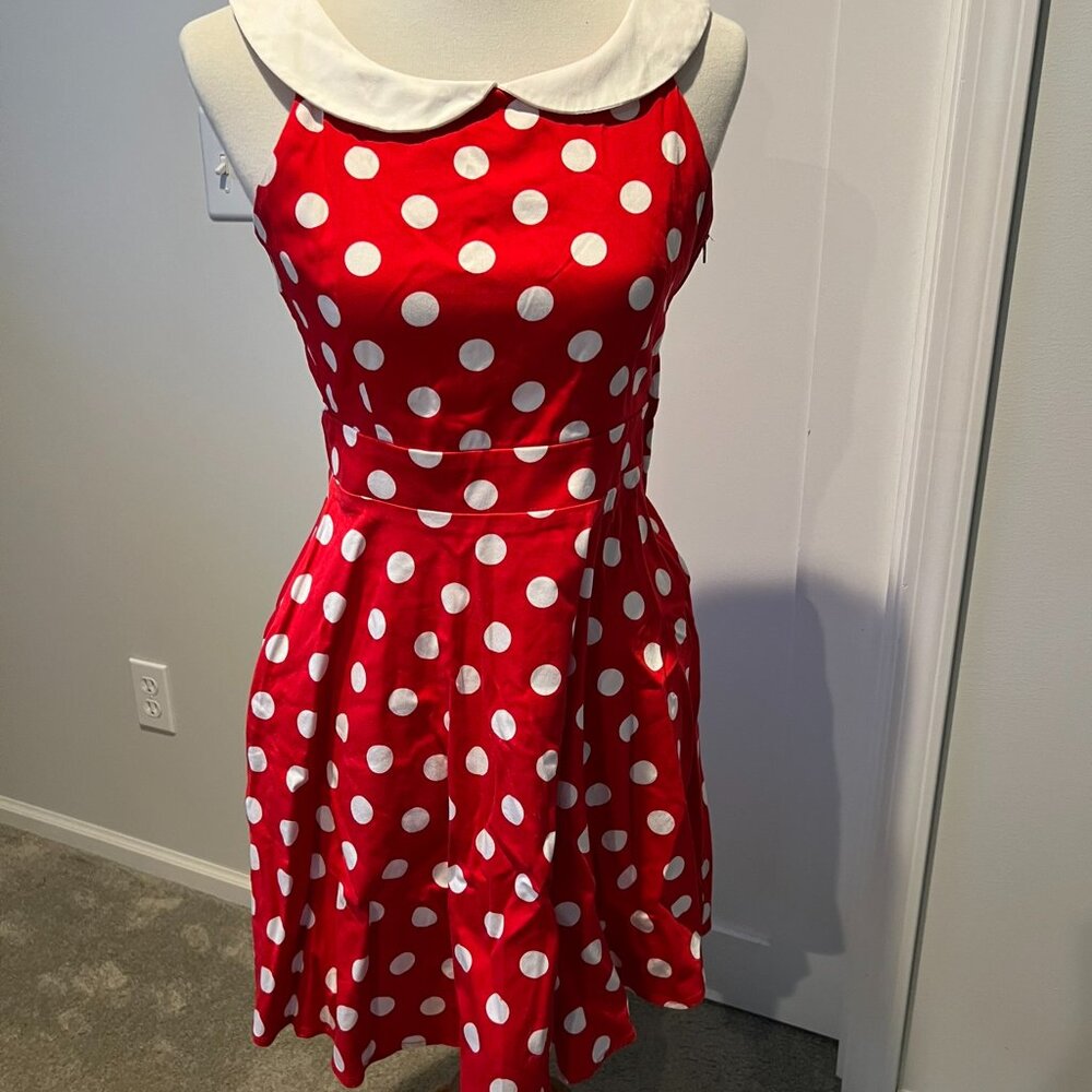 IXIA Red/White Polka Dot Dress | Medium